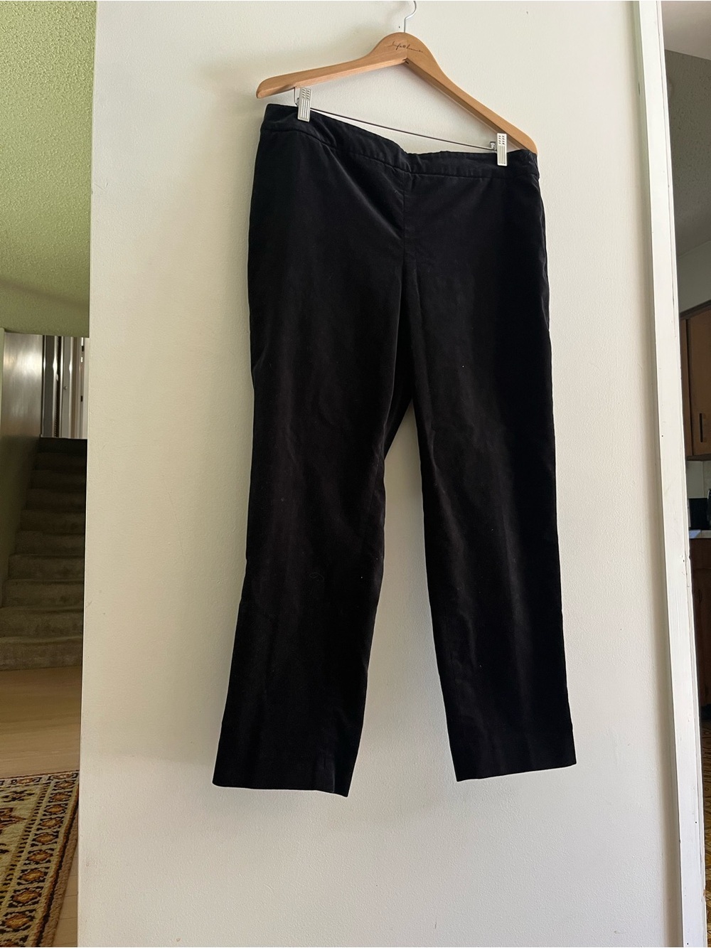 Talbots Black Velvet Slim Ankle Pants 14P Cotton